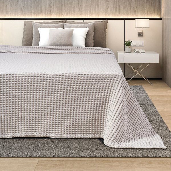 Κουβέρτα Πικέ Υπέρδιπλη Waffle Beige Adam Home