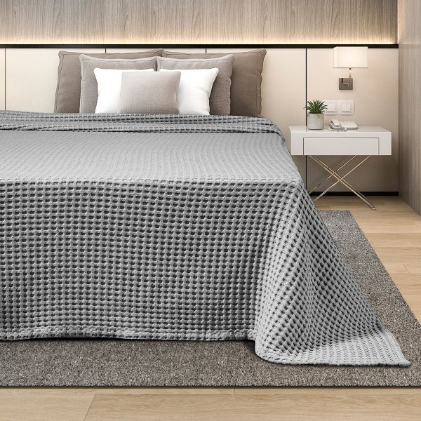 Κουβέρτα Πικέ Υπέρδιπλη Waffle Gray Adam Home