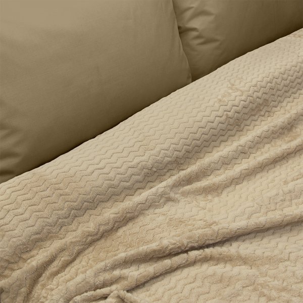 Κουβέρτα Fleece Μονή Pelusa Beige Lino Home