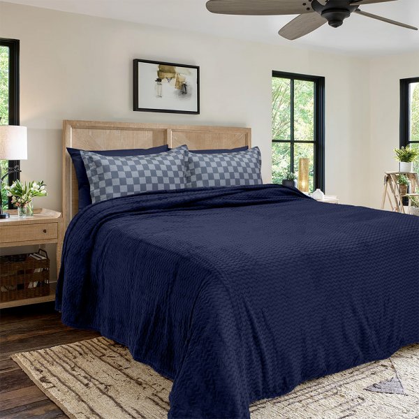 Κουβέρτα Fleece Υπέρδιπλη Pelusa Dark Blue Lino Home