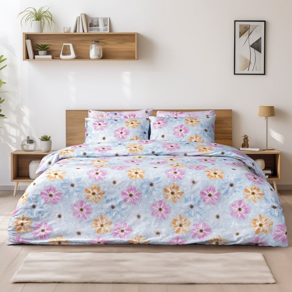 Σετ Σεντόνια Μονά Blume Blue Lino Home