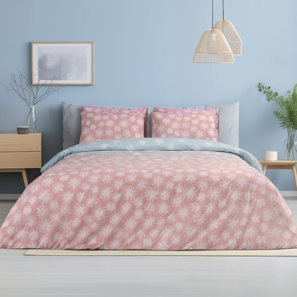 Σετ Σεντόνια Υπέρδιπλα Florito Salmon Lino Home