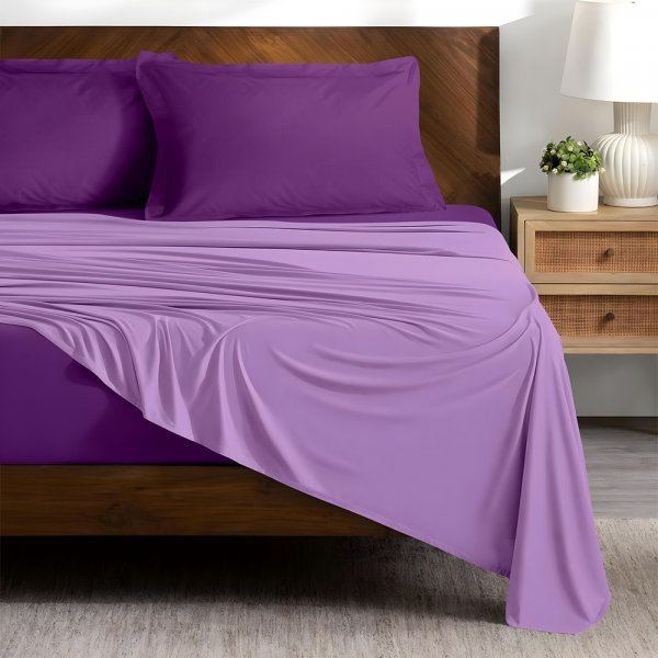 Σετ Σεντόνια Υπέρδιπλα Doble Lilac-Mauve Lino Home