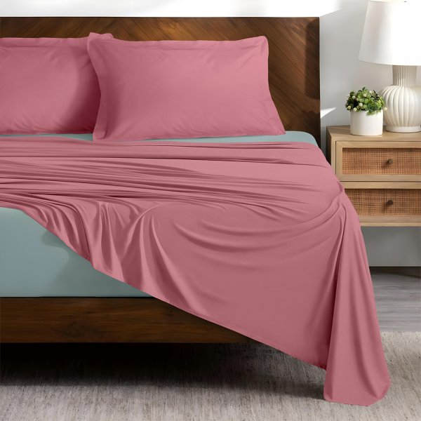 Σετ Σεντόνια Υπέρδιπλα Doble Pink-Mint Lino Home