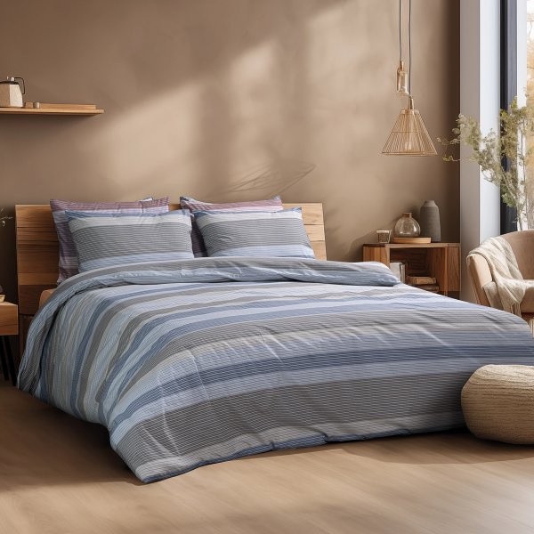 Σετ Παπλωματοθήκη Μονή Ripas Blue Lino Home