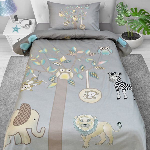 Πάπλωμα Κούνιας Bebe Elephant Tree Gray Lino Home