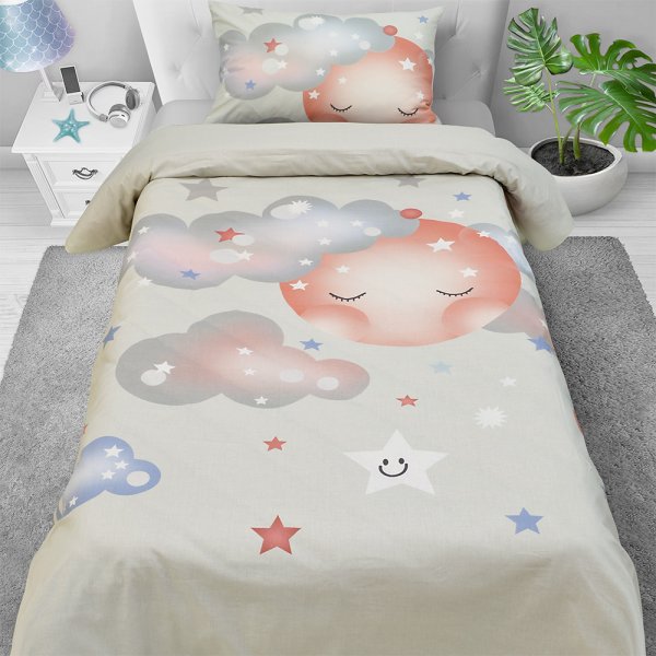 Σετ Σεντόνια Κούνιας Sleepy Moon Pink Lino Home