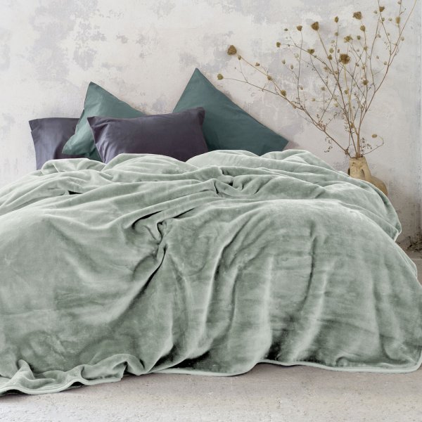 Κουβέρτα Βελουτέ Μονή Coperta Sage Green Nima Home