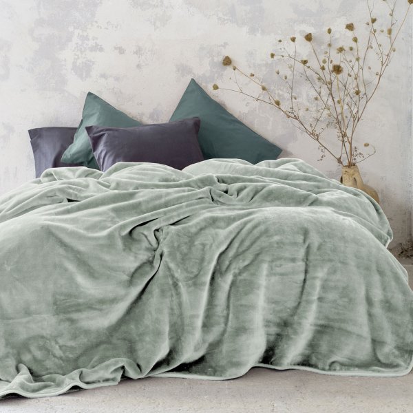 Κουβέρτα Βελουτέ Υπέρδιπλη Coperta Sage Green Nima Home