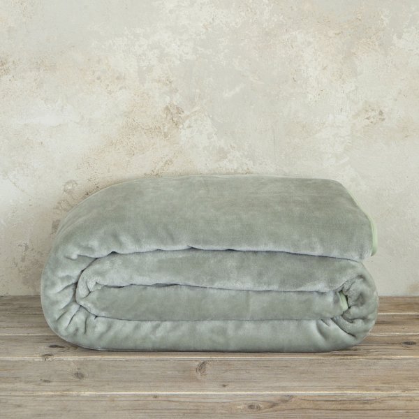 Κουβέρτα Βελουτέ Γίγας Coperta Sage Green Nima Home