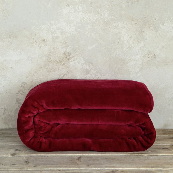 Κουβέρτα Βελουτέ Μονή Coperta Red Nima Home