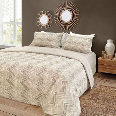 Σετ Πάπλωμα Υπέρδιπλο Iconic Beige Lino Home