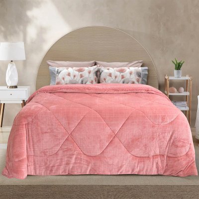 Κουβερτοπάπλωμα Μονό Dania Old Pink Lino Home