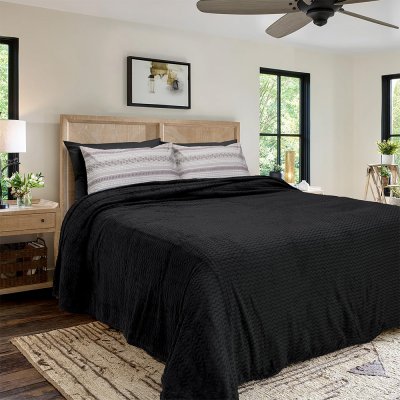 Κουβέρτα Fleece Υπέρδιπλη Pelusa Black Lino Home