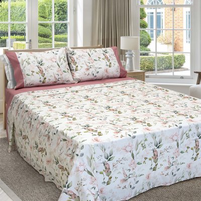 Σετ Σεντόνια Υπέρδιπλα Bedbliss Eng Rose Lino Home