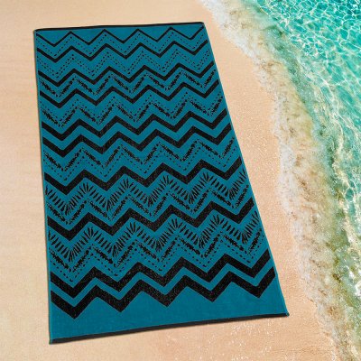 Πετσέτα Θαλάσσης Zigzage Black/Petrol Lino Home