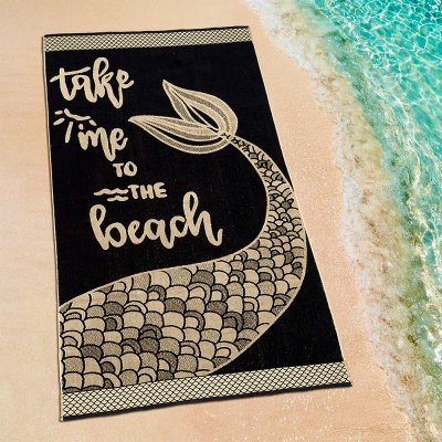 Πετσέτα Θαλάσσης Beach Time Black/White Lino Home