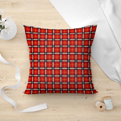 Διακοσμητική Μαξιλαροθήκη Tartan 401 Red Lino Home