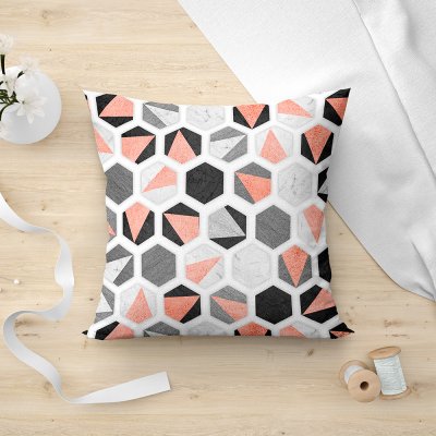 Διακοσμητική Μαξιλαροθήκη Hexagon 301 Coral Lino Home