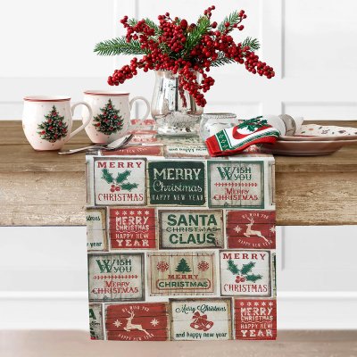 Χριστουγεννιάτικη Τραβέρσα Christmas Vintage Lino Home