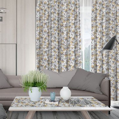 Κουρτίνα (150x275) Με Τρέσα Hoa 201 Mustard Lino Home