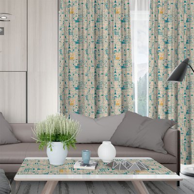 Κουρτίνα (150x275) Με Τρέσα Kau 701 Blue Lino Home